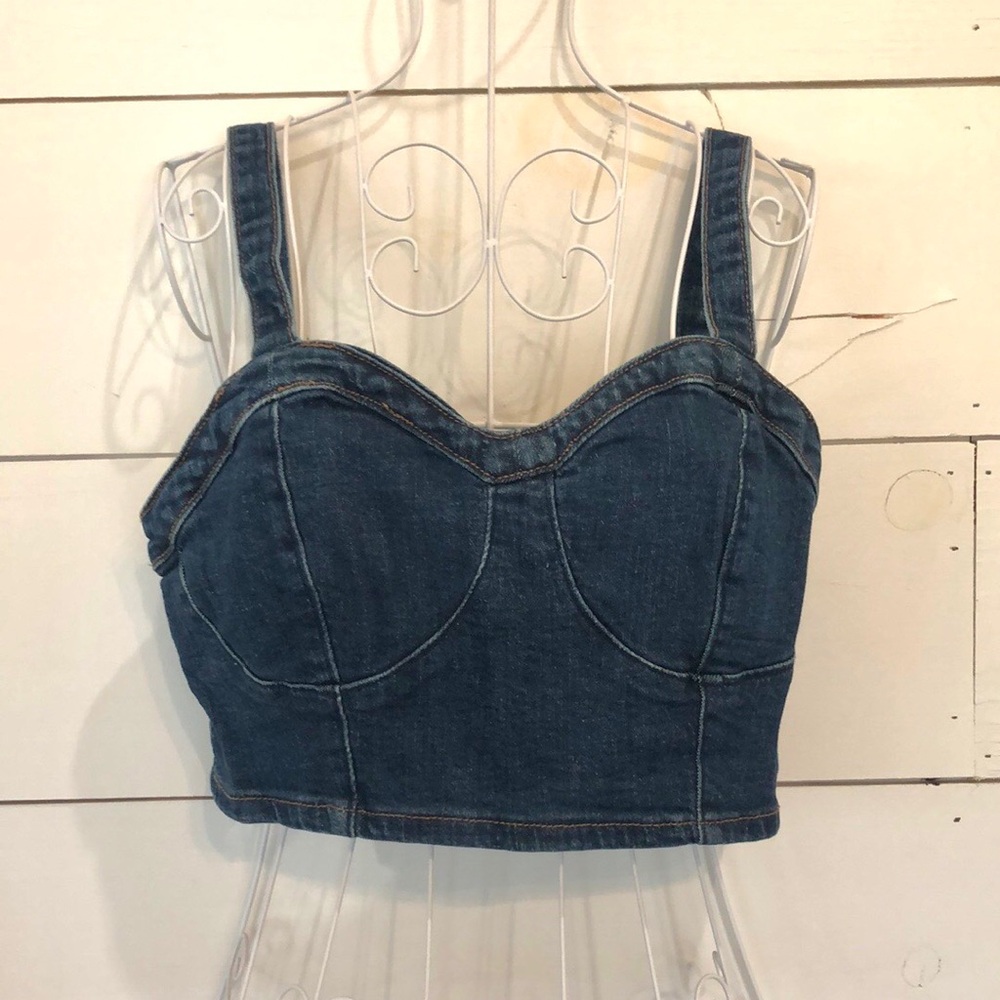 Aeropostale Blue Denim Bra Crop Top Size Medium